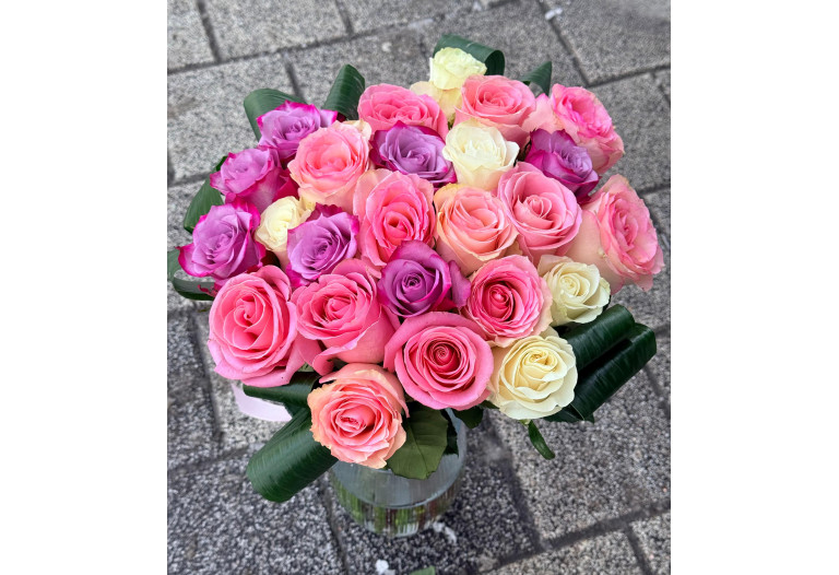 Buchet 25 Trandafiri Pastel BR172